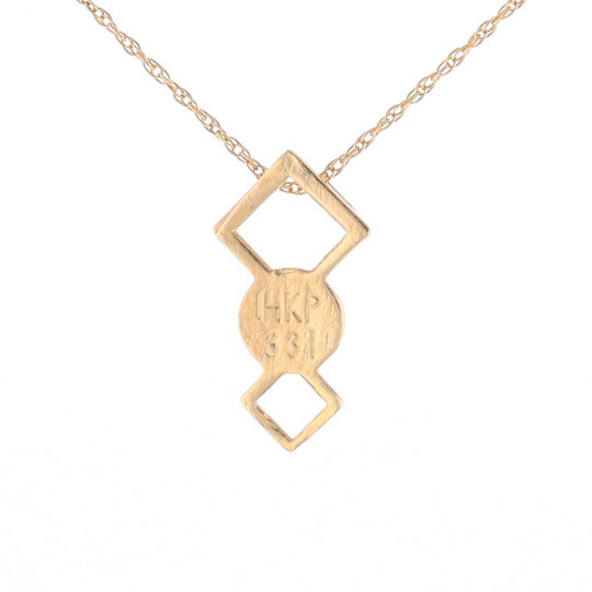 Gold Quartz Round Inlay Double Diamond Design Pendant