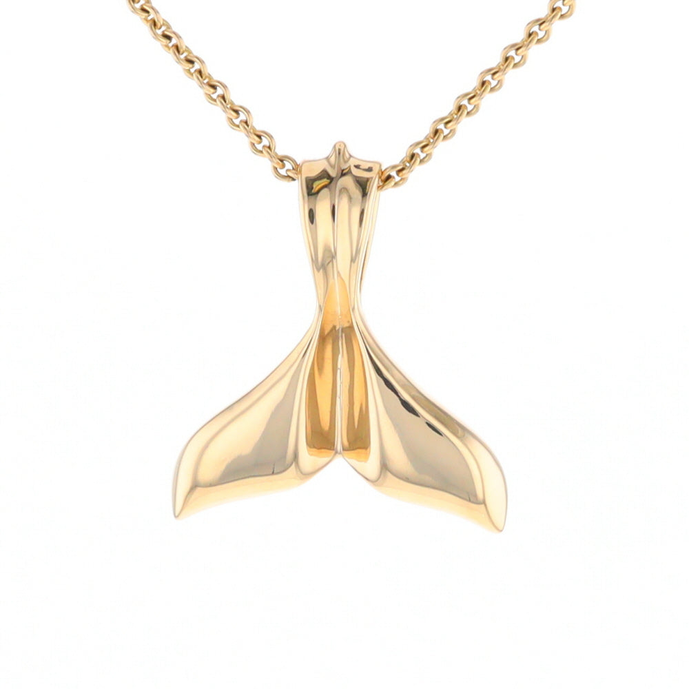 Whale Tail Necklaces Gold Quartz Double Sided Inlaid Sea Life Pendant