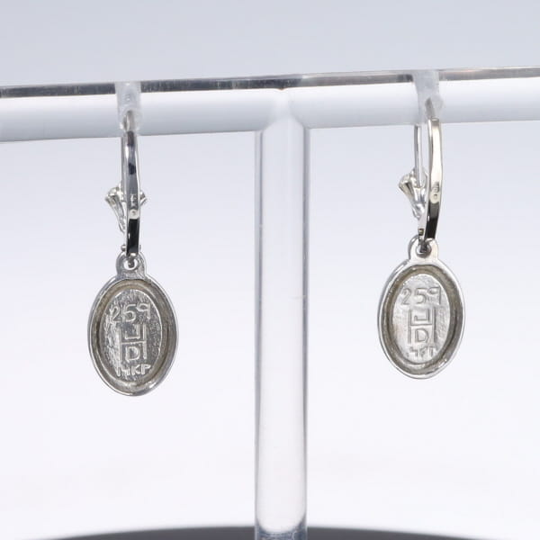 Opal Earrings Oval Inlaid Design Lever Backs
