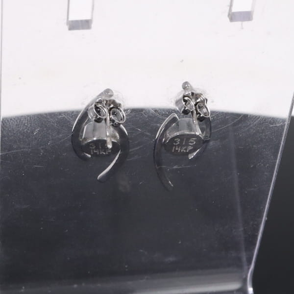 Opal Earrings Round Inlaid Double Curved Bar Design Studs