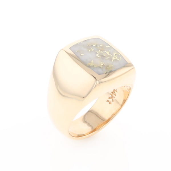 Natural Gold Quartz Men's Ring