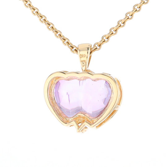 Double Amethyst Heart Pendant with Diamond Accent