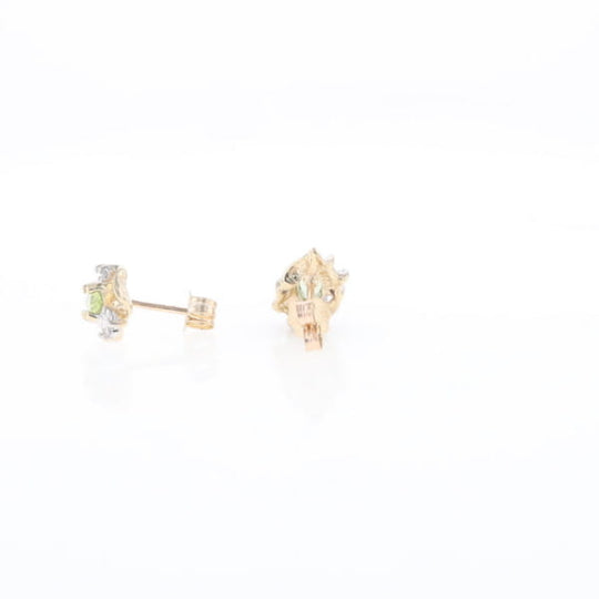 Bypass Peridot and Diamond Stud Earrings