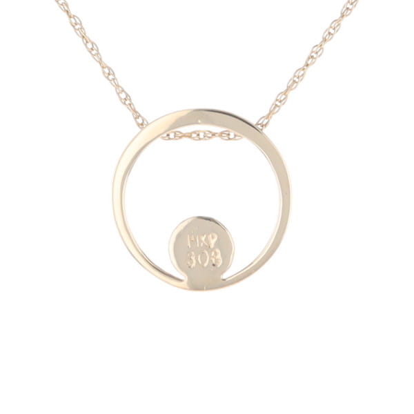 Gold Quartz Pendant Open Circle Design Round Inlay Pendant