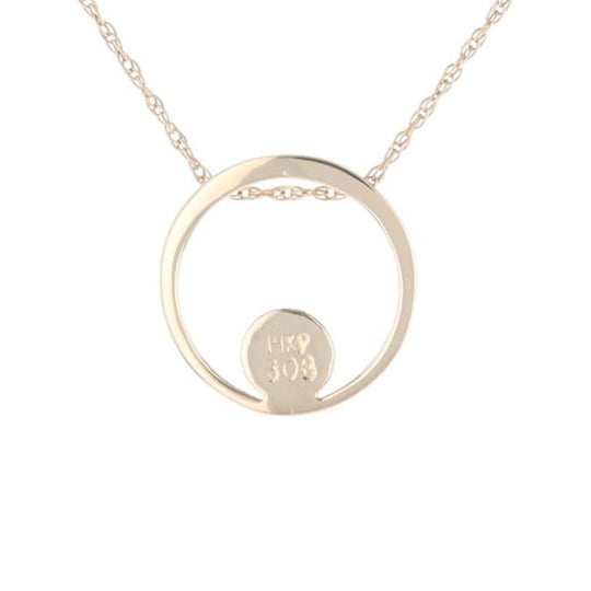Gold Quartz Pendant Open Circle Design Round Inlay Pendant