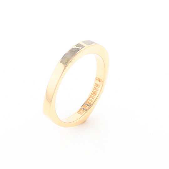 Gold Quartz Ring 3 Rectangle Section Inlaid Band