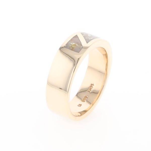 Gold Quartz Ring, 3 Section Inlaid Design