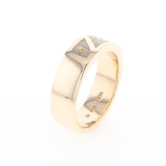 Gold Quartz Ring, 3 Section Inlaid Design