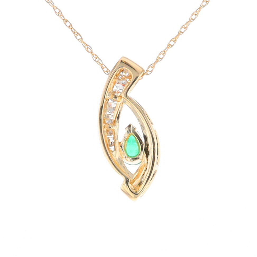 Pear Shaped Emerald Ribbon Pendant