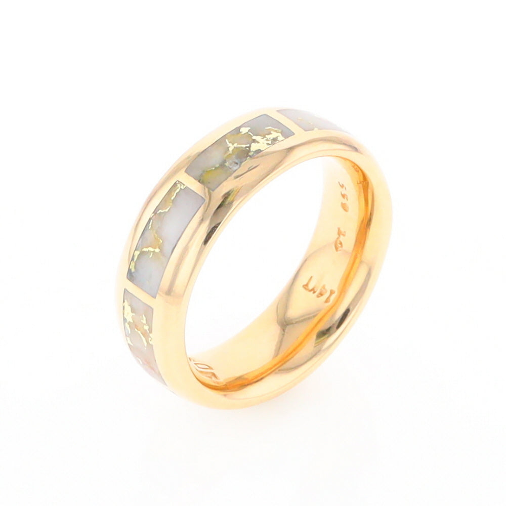 Gold Quartz Ring 8 Rectangle Section Inlaid Eternity Band