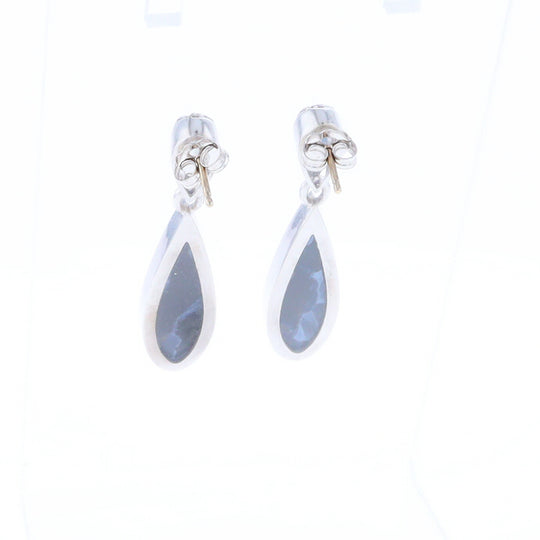 Natural Pietersite Inlaid Teardrop 0.22ctw Diamond Earrings