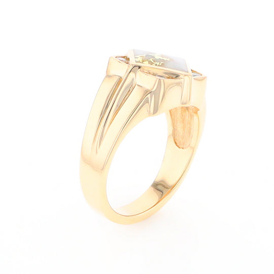 Gold Quartz Mens Ring with Diamond Accents