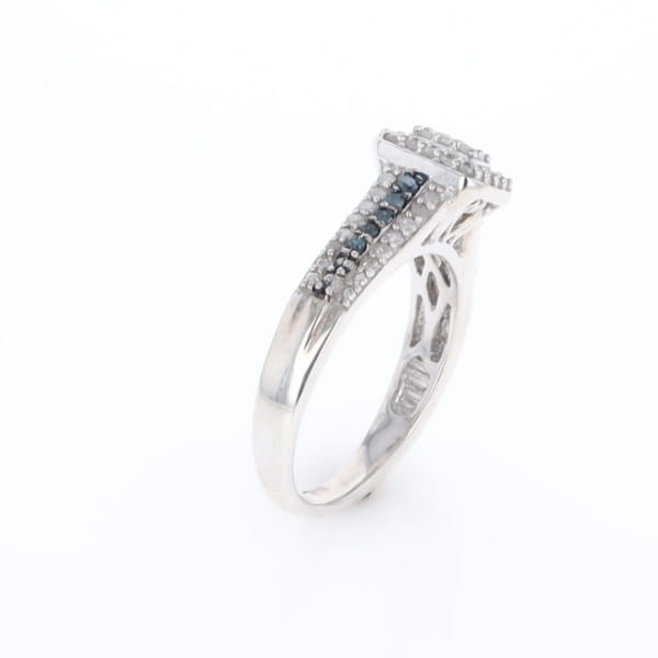Blue & White Diamond Rectangle Cluster Ring