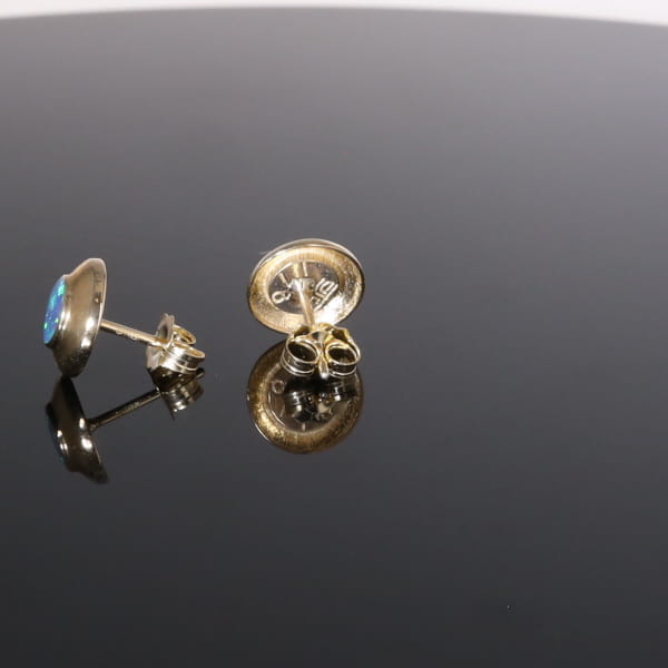 Opal Earrings Round Inlaid Design Studs