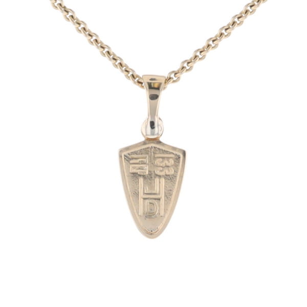 Gold Quartz Pendant Shield Shape Inlaid Pendant with .02ct Diamond
