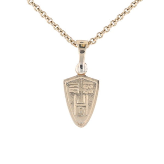 Gold Quartz Pendant Shield Shape Inlaid Pendant with .02ct Diamond