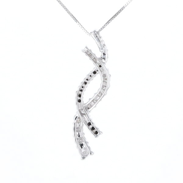 Ribbon Necklace With Black and White Diamonds