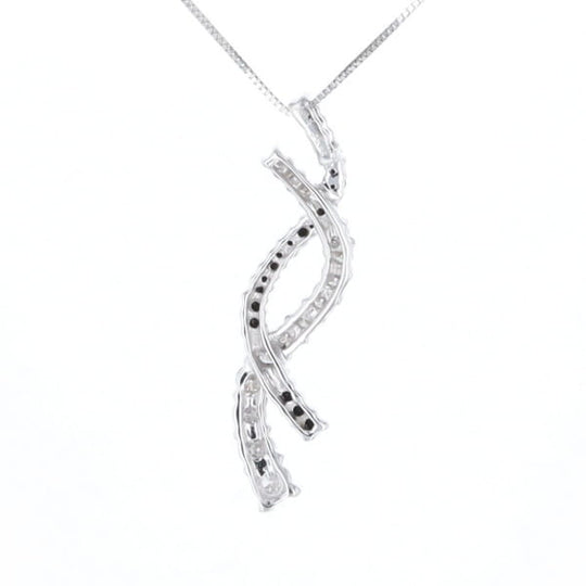 Ribbon Necklace With Black and White Diamonds