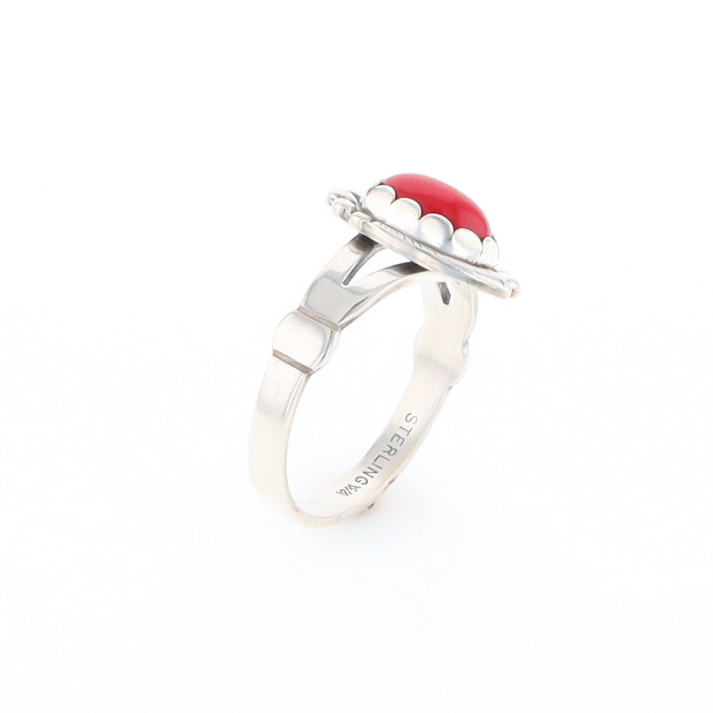 Native American Oval Coral Ring