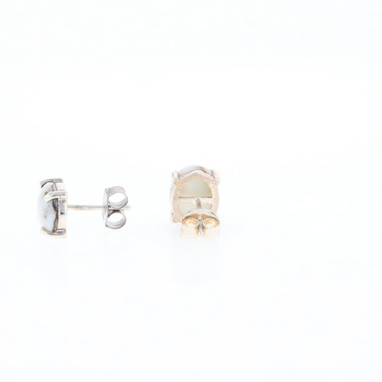 Gold Quartz Cabochon Stud Earrings