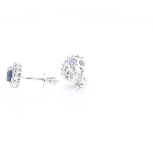 Oval Blue Sapphire Earrings With Halo