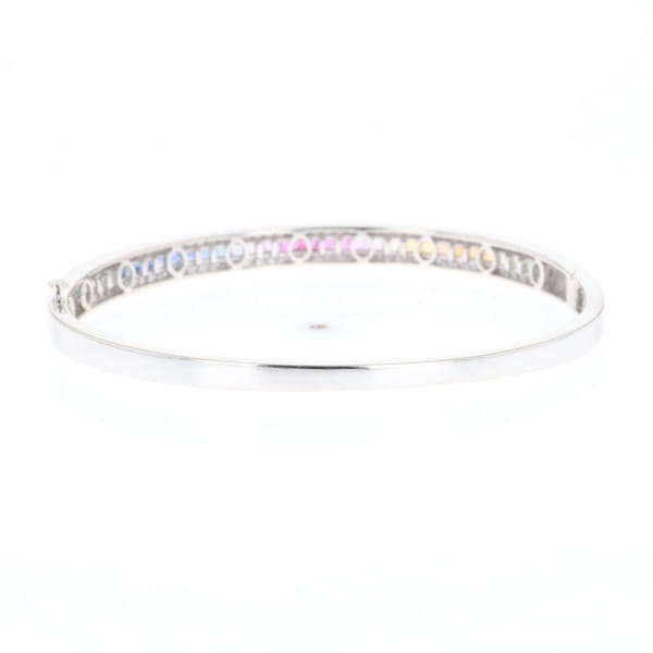 Multi-color Sapphire Cuff Bracelet with Diamond Accents