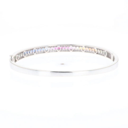 Multi-color Sapphire Cuff Bracelet with Diamond Accents