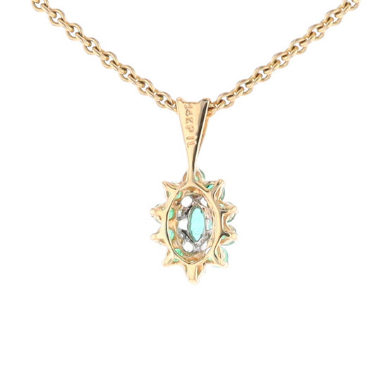 Marquise Shaped Emerald and Diamond Pendant