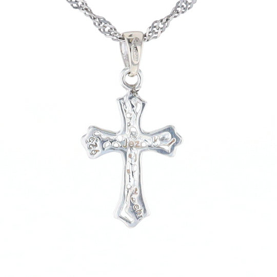 Sterling Silver Flower Cross Pendant