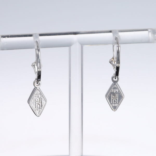 Opal Earrings Diamond Shape Inlaid Design Lever Backs