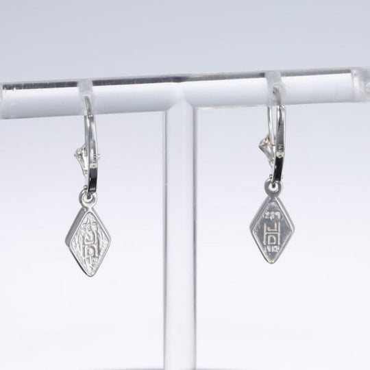 Opal Earrings Diamond Shape Inlaid Design Lever Backs