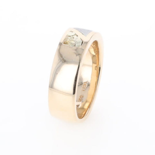 Meteorite Ring, Center Inlaid & Natural Nugget Sides