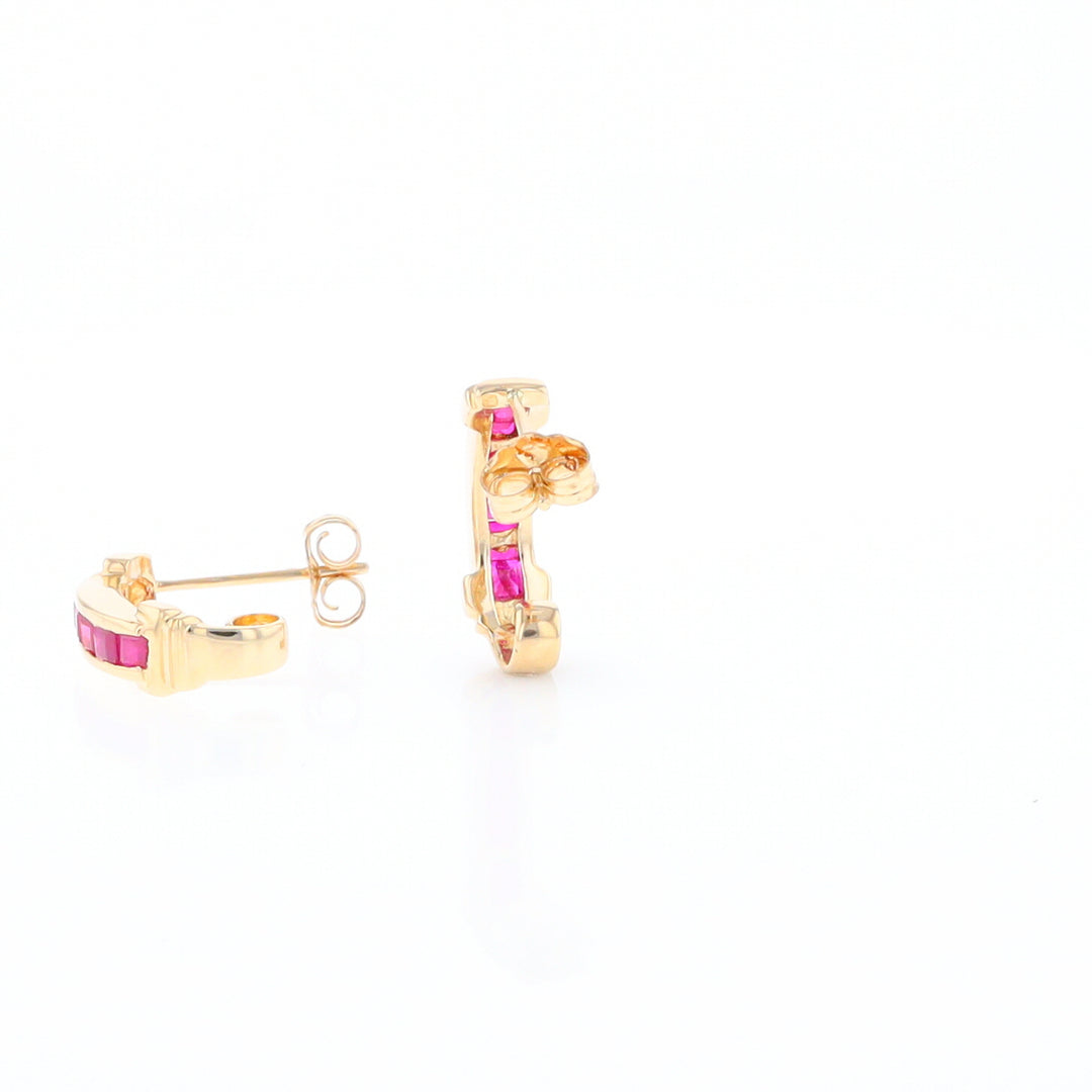 Channel Ruby Semi-Hoop Earrings