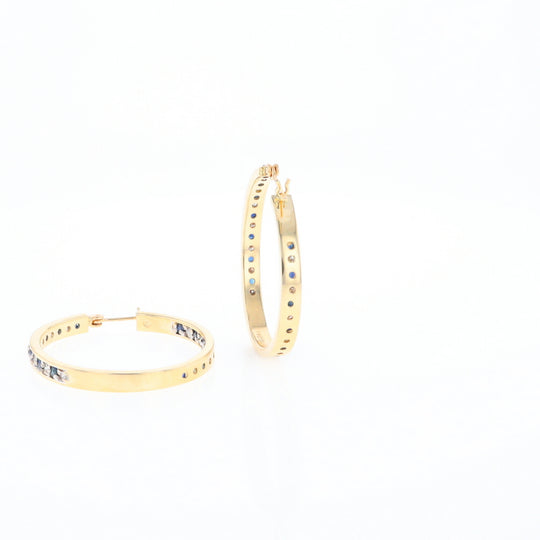 Sapphire & Diamond Hoop Earrings