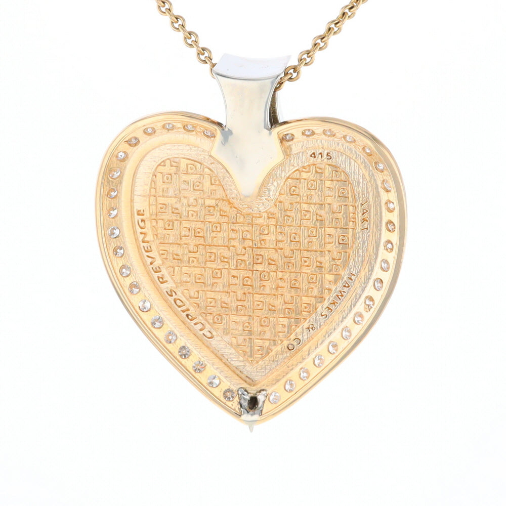 Gold Quartz Necklace Cupid's Revenge 2.24ctw Diamonds Heart Pendant (G1)