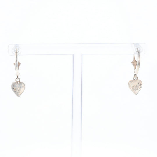 Silver Gold Quartz Inlaid Heart Earrings - G3