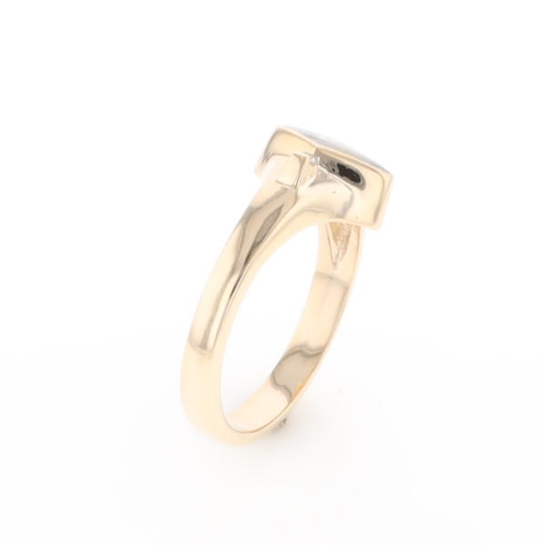 G2 Gold Quartz Ring Diamond Shape Inlaid with 0.05ctw Round Diamonds