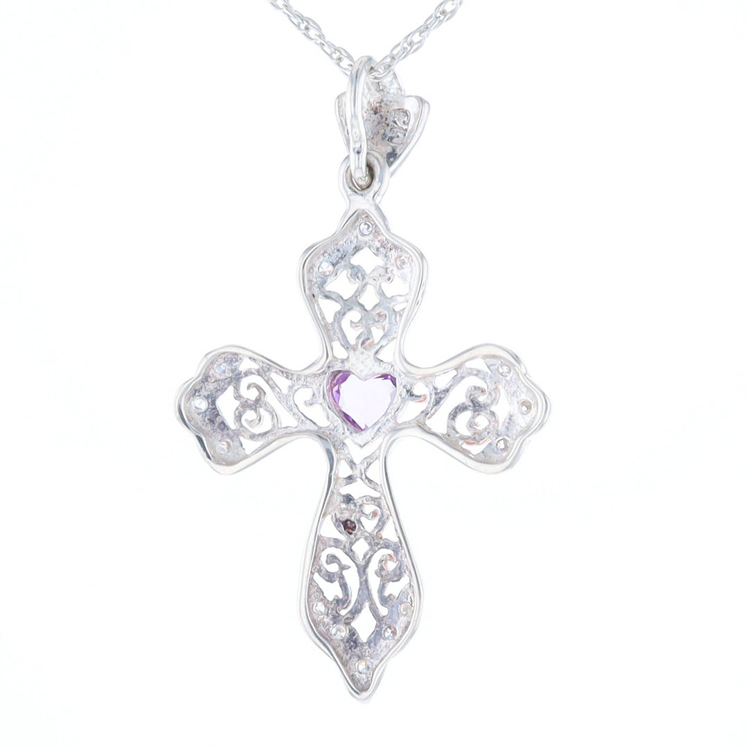 Heart Amethyst Cross Pendant