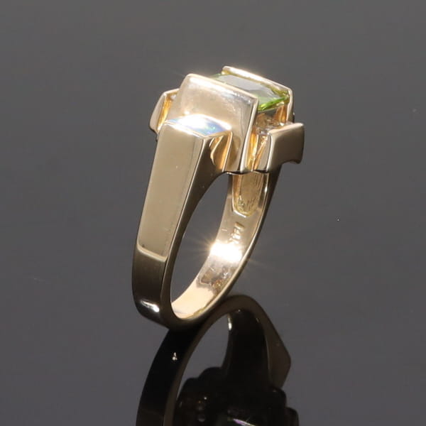 Opal Rings 2 Square Inlaid Peridot with 0.24ctw Diamonds
