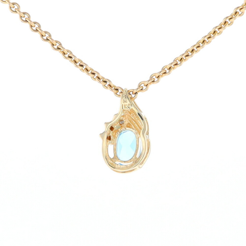 Pear Blue Topaz Diamond Pendant