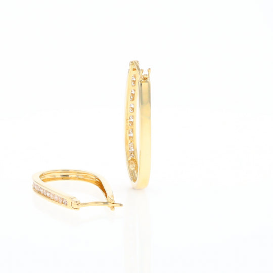 U-Shaped Channel Set Diamond Hoop Earrings