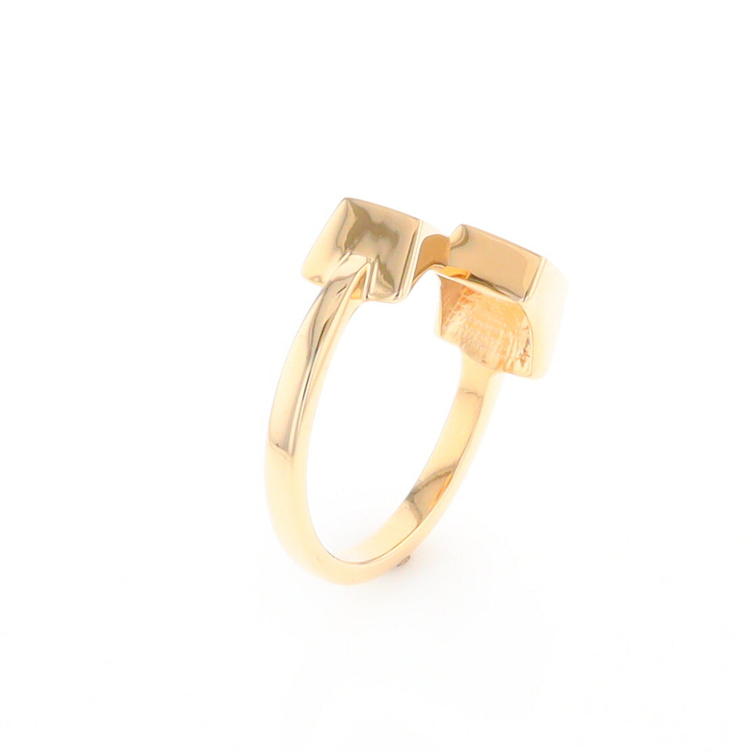 Gold Quartz Ring Wrap Double Square Inlaid Design