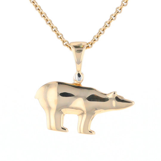 Gold Quartz Inlaid Polar Bear Pendant