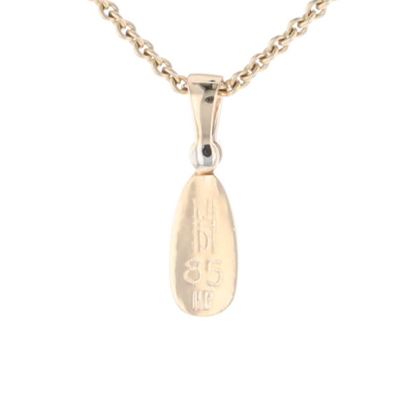 Gold Quartz Necklace Pear Shape Inlaid Pendant with .02ct Diamond