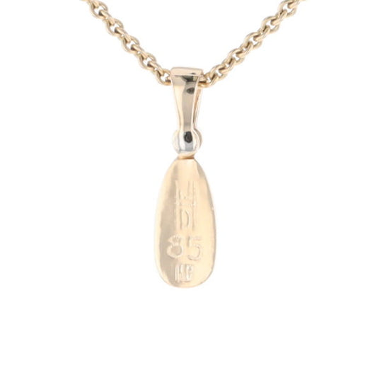 Gold Quartz Necklace Pear Shape Inlaid Pendant with .02ct Diamond