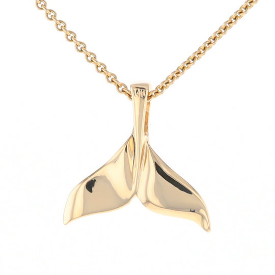 Whale Tail Necklaces Single Sided Gold Quartz Inlaid Sea life Pendant