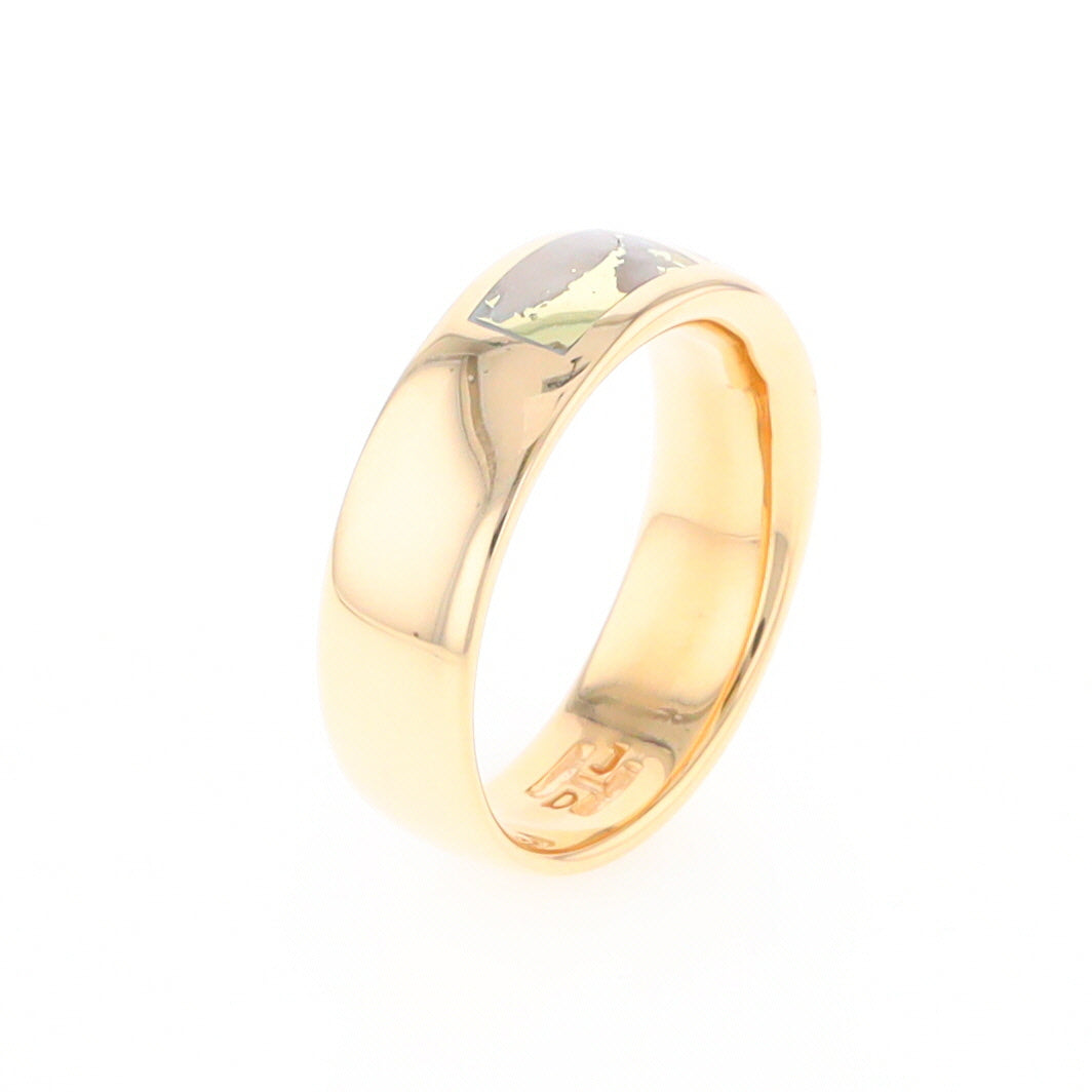 Gold Quartz Ring 3 Section Rectangle Inlaid Band