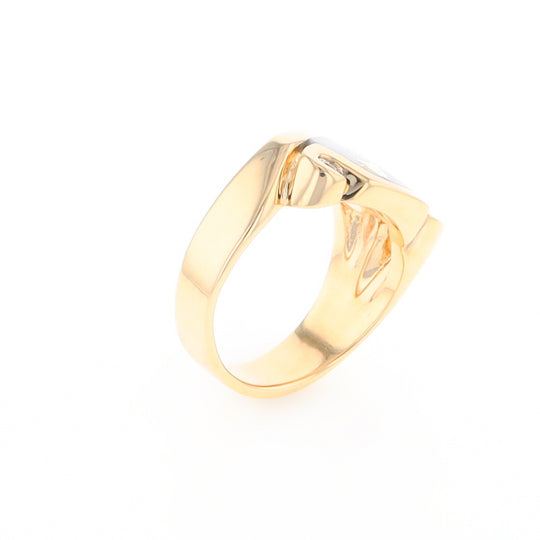 Gold Quartz Ring Geometric Shape Inlaid with 0.30ctw Round Diamonds