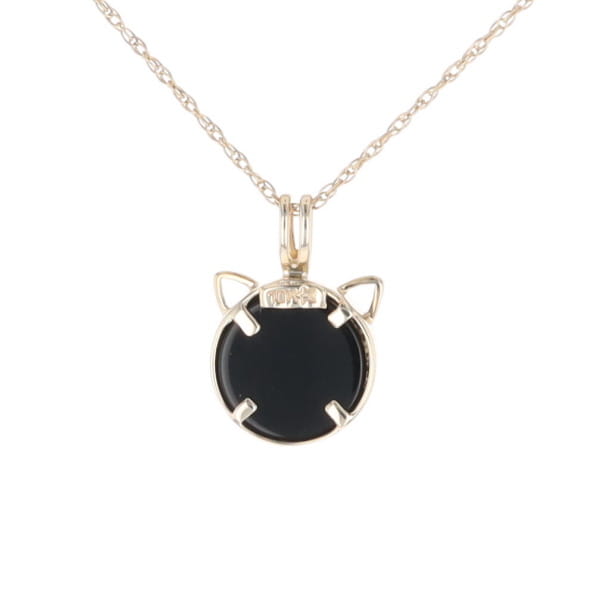Onyx Cat Pendant with Diamond Eyes