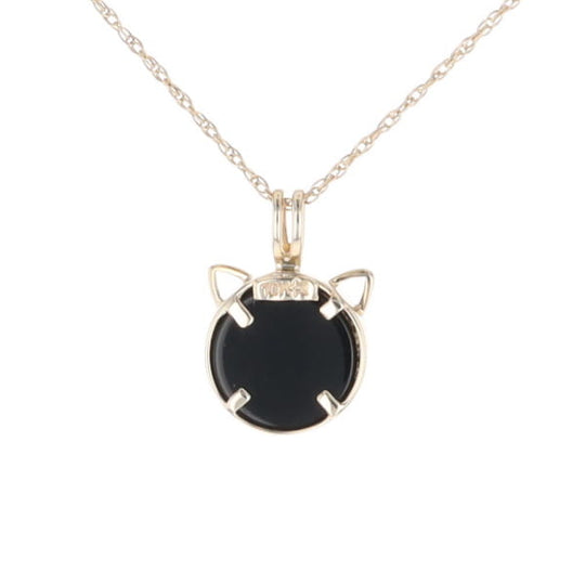 Onyx Cat Pendant with Diamond Eyes